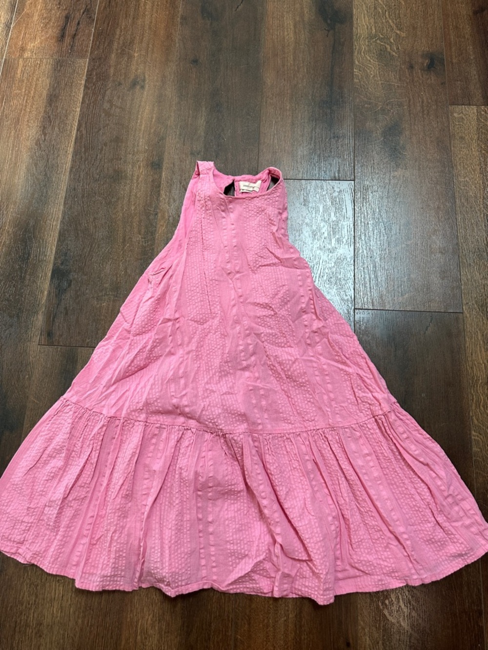 Urban Outfitters Women's Bright Pink Tiered Sleeveless Dress